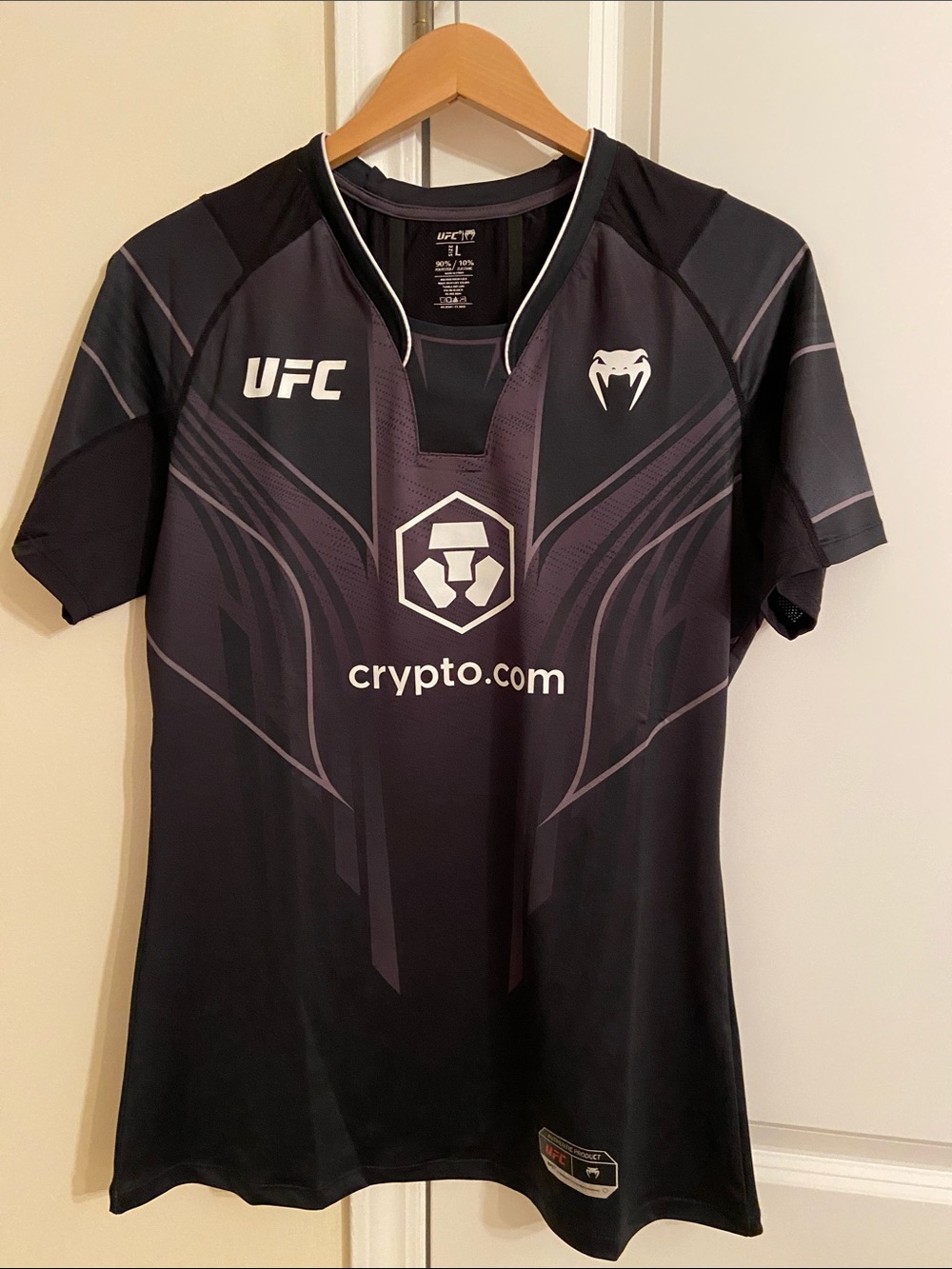 UFC MMA womens L Venum Authentic Fight Night 2.0 walkout jersey black/grey NWT